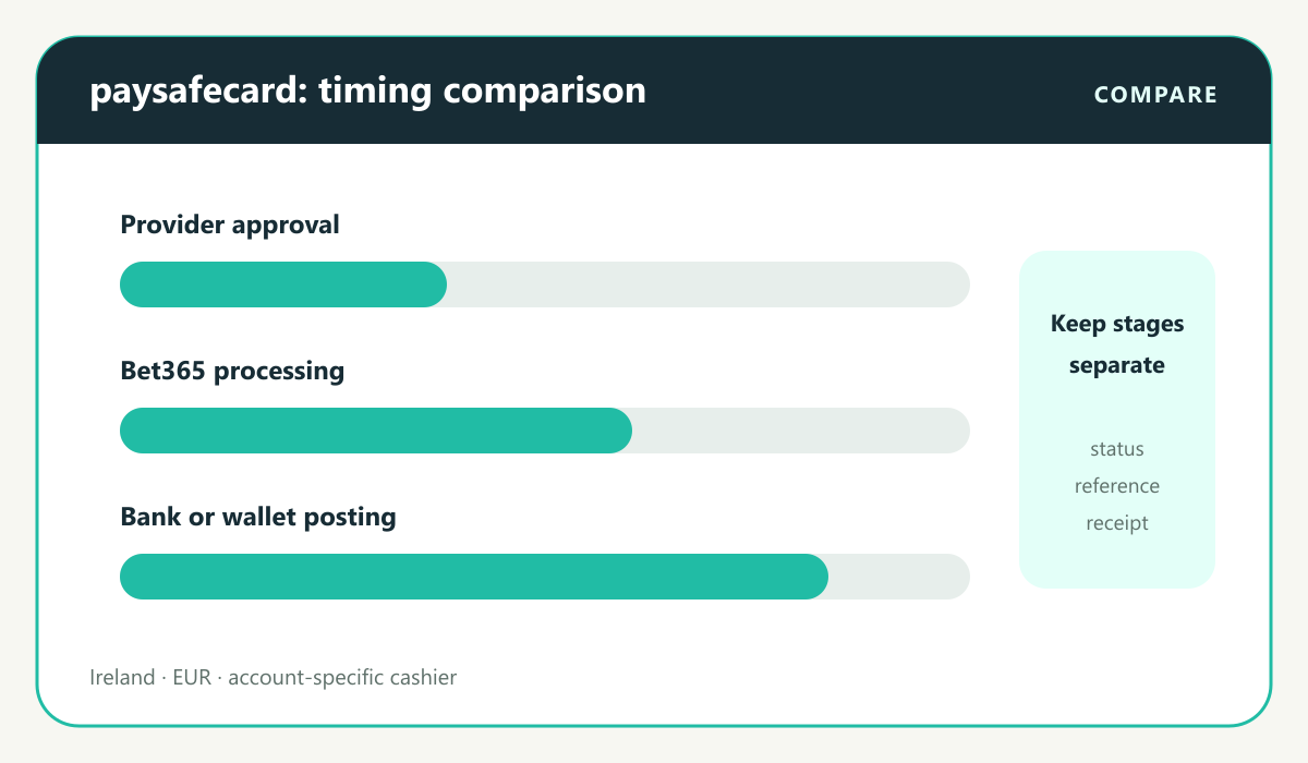 Casino payment visual: paysafecard compared with wallet card and bank options